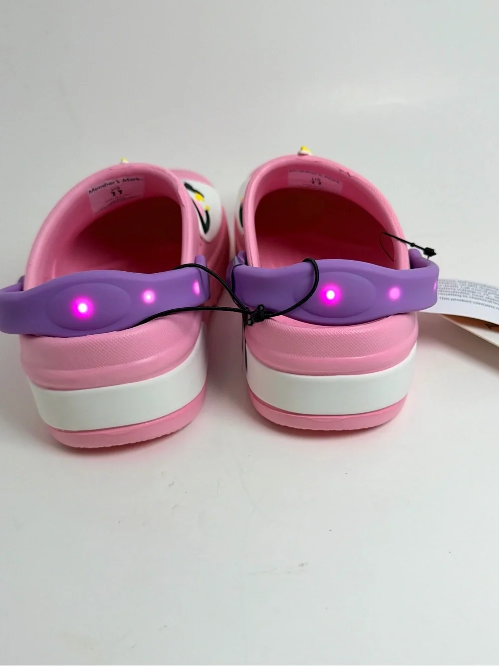 Kids Unicorn Clog Sandals in Pink with Purple Strap lights up